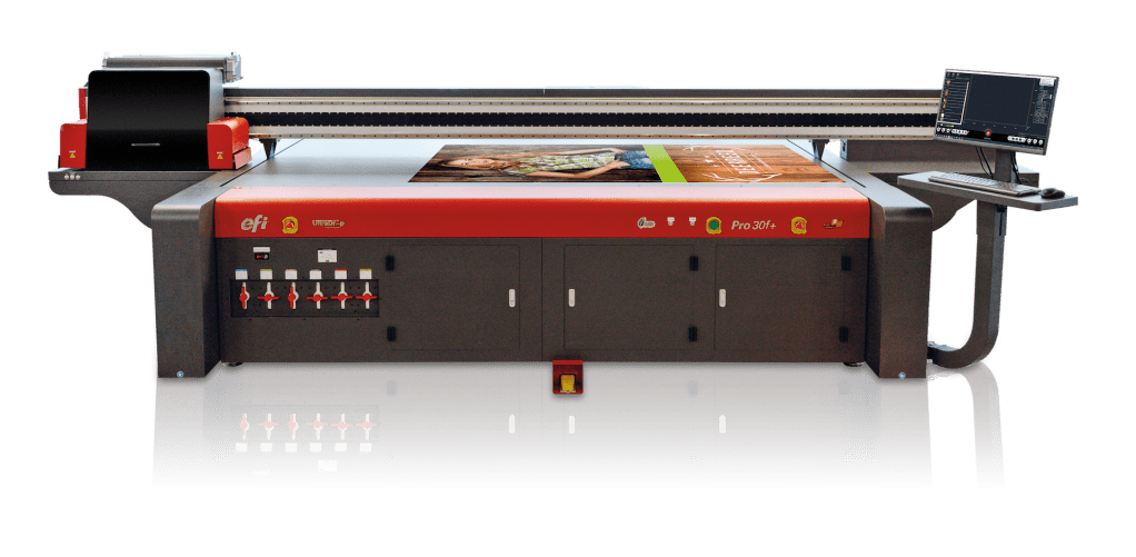 EFI Pro 30f+ flatbed printer image.